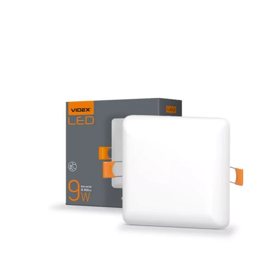 Світильник вбудований LED Videx 9W 4100K безрамковий квадратний VL-DLFS-094