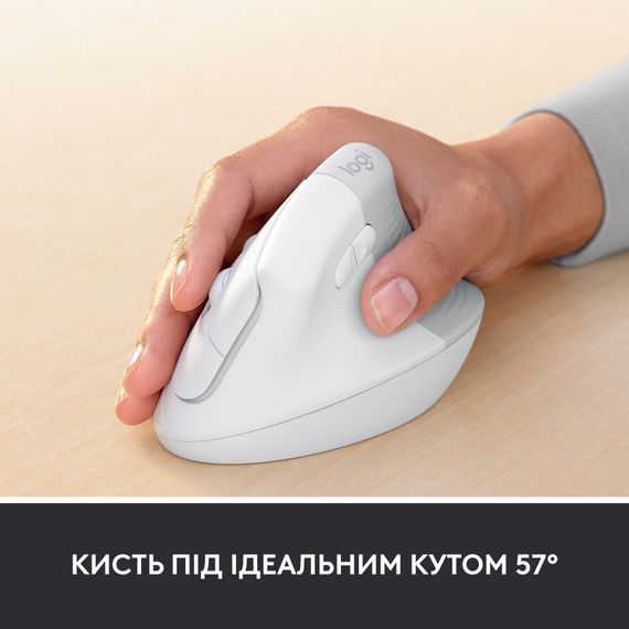 Мишка Logitech Lift Vertical Ergonomic Wireless/Bluetooth for Business Off-white (910-006496) | Зображення 3
