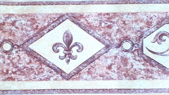 Пленка самоклеющаяся бордюрная 10,6х1000cm водостойкая бордовый узор