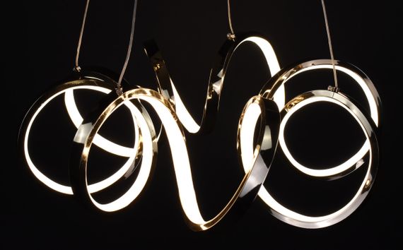 Люстра світлодіодна підвісна LED світильник для квартири на стелю лед 27500 Золото 30-180х55х55 см. | Зображення 9