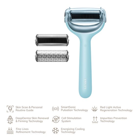 Електронний ролер для обличчя та тіла з мікроголками GESKE MicroNeedle Face&Body Roller 8в1 turquoise | Зображення 1