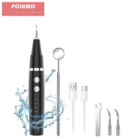 Ультразвуковой скалер для удаления зубного налета, портативный, черный