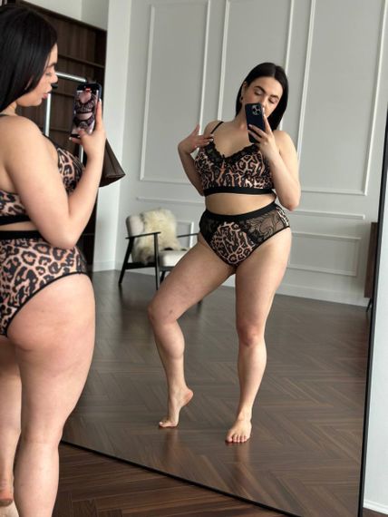 Жіночий комплект білизни PLUS SIZE леопардовий з мереживом | Зображення 3