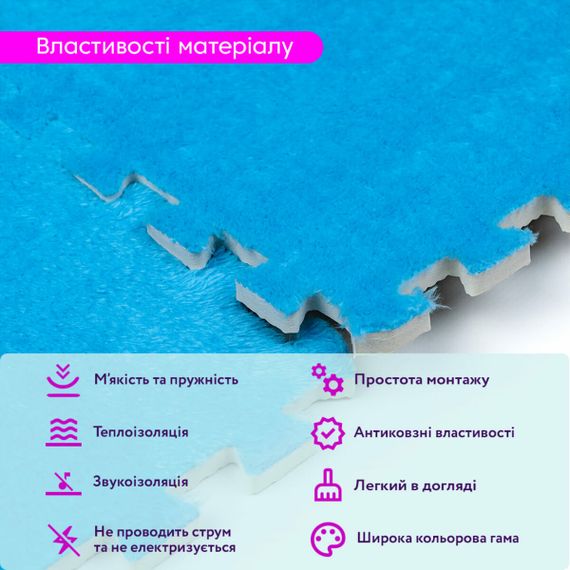 Підлога-пазл плюшевий БЛАКИТНИЙ 30*30*1cm (D) SW-00002090 | Зображення 3