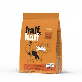 Корм сухой HalfHalf для стерилизованных котов с говядиной 300 г