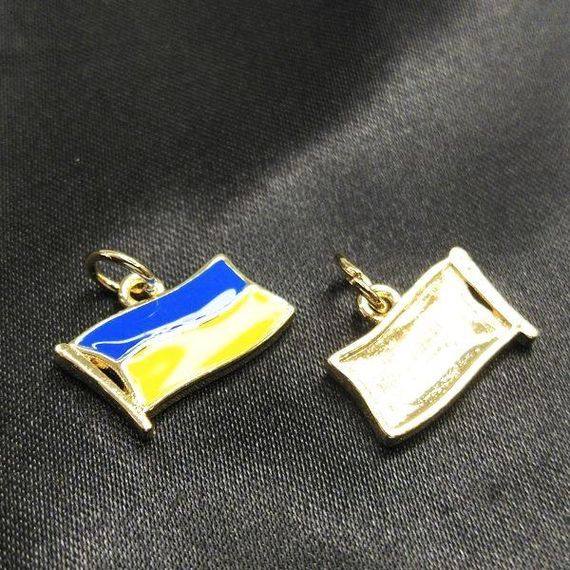 Підвіска "Прапор України" 12х16 мм, колір золото (гіппоалергенний сплав) | Зображення 1