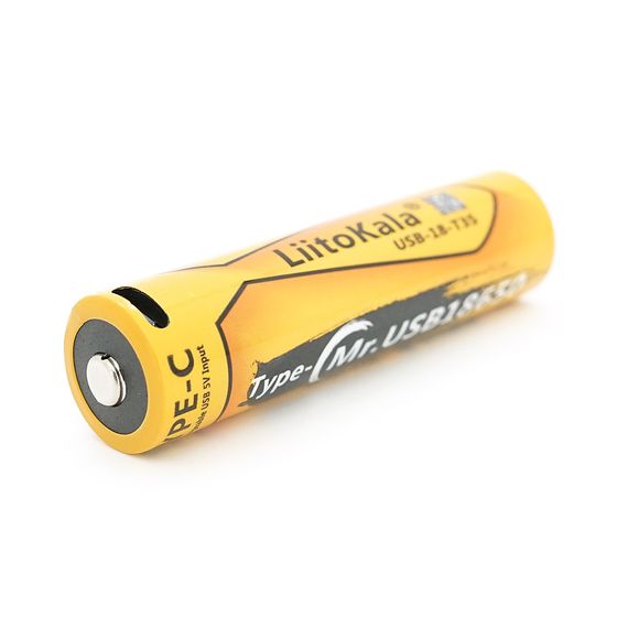 Акумулятор 18650 Li-Ion LiitoKala USB-18-T35, 3500mAh (3400-3500mAh), 3.7V (2.7-4.2V), Type-C, 18.6*72mm, Yellow | Зображення 1