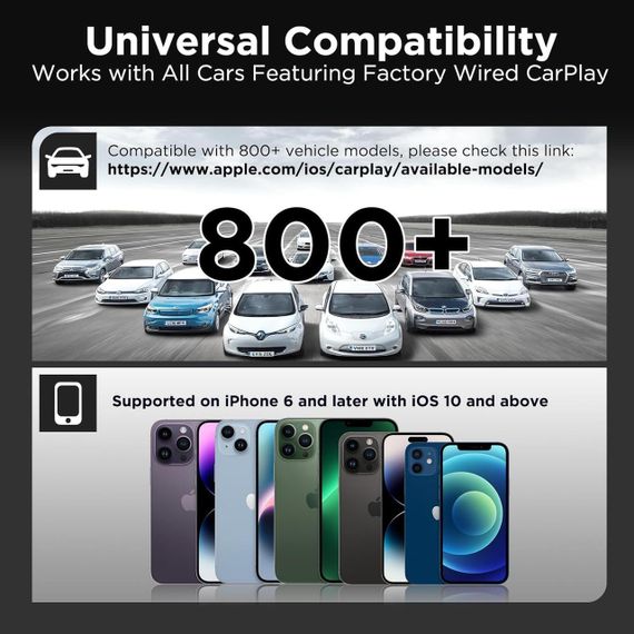 Карплей беспроводной адаптер для авто с 2017 года, iPhone iOS 10+, донгл для штатного проводного CarPlay | Зображення 6