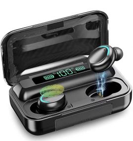 Бездротові навушники F9 TWS bluetooth 5.1 black OPM з павербанком