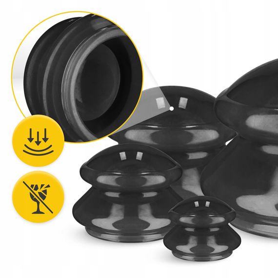 Вакуумні масажні банки 4FIZJO MED+ силіконові для тіла (китайські/атницелюлітні банки) 4 шт Black (P-5907739314932) | Зображення 8