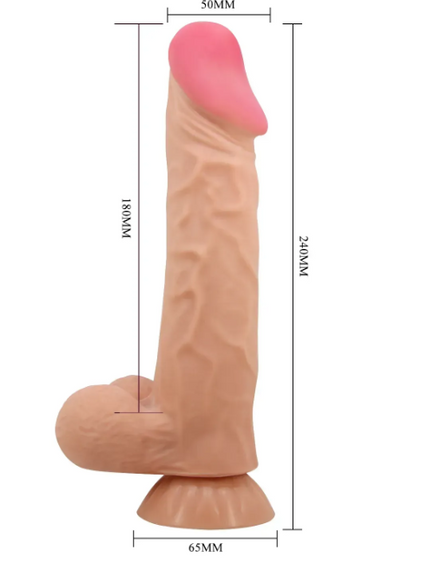 Вібратор на присоску з хребтом і ефектом ковзної шкіри BAILE — Sliding Skin 9,4" Flesh, sexstyle | Зображення 7