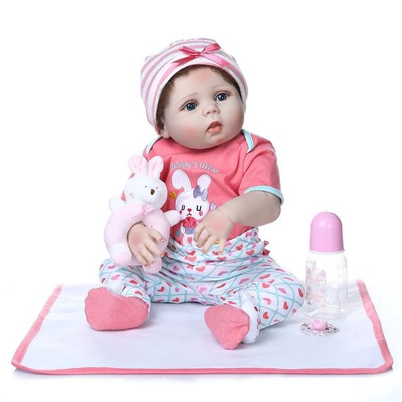 Силіконова Колекційна Лялька Реборн Reborn Дівчинка Нана (Вінілова Лялька) Висота 55 см | Зображення 1