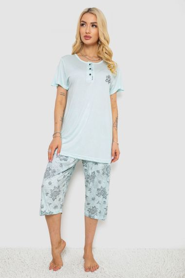 Пижама женская с принтом  -уценка, цвет мятный, 243R6788-U-12