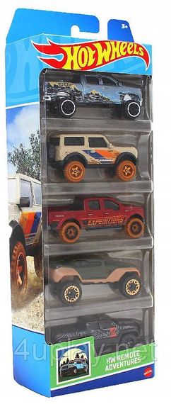 Hot Wheels: HW Remote Adventures. Хот Вілс: Далекі пригоди. Набір із 5-ти машинок позашляховиків. Chevrolet Silverado, Ford Bronco | Зображення 1