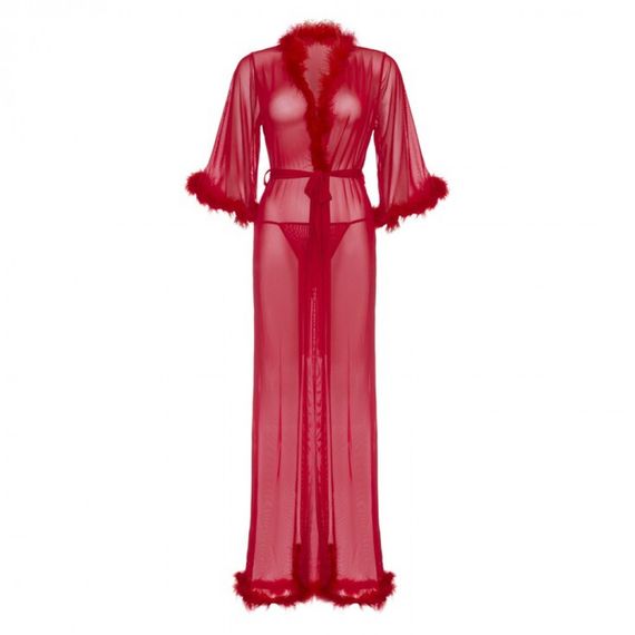 Довгий халат Leg Avenue Marabou Trimmed Red O\S | Зображення 3