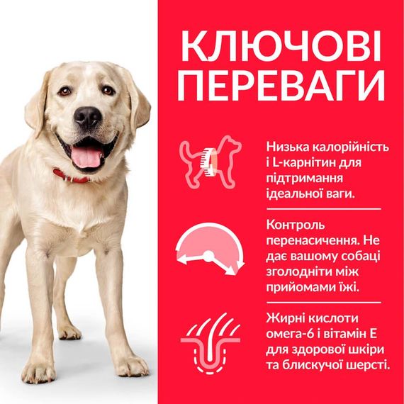 Сухой корм Hill's Science Plan для подверженных лишнему весу взрослых собак больших пород с курицей 14 кг | Зображення 1