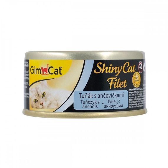 Вологий корм для котів з тунцем та анчоусами GimCat Shiny Cat Filet, 70 гр