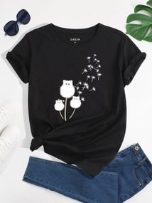 Футболка жіноча з принтом повсякденна L Чорний