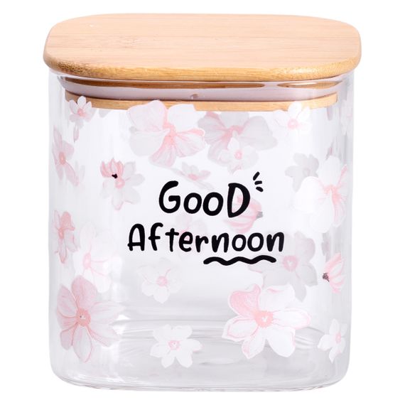 Банка для сипучих продуктів з бамбуковою кришкою 800 мл ємність для сипучих скло HP-34-25