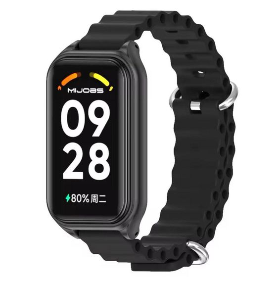 Силіконовий ремінець Mijobs Ocean для фітнес браслета Xiaomi Smart Band 9 Active - Black | Зображення 1