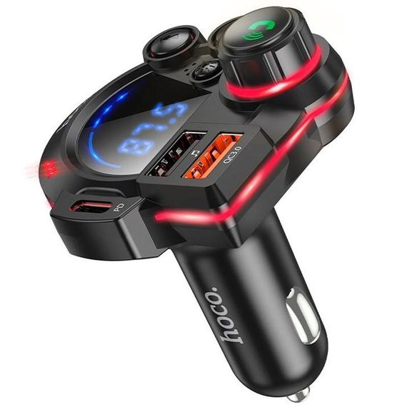 АЗП FM модулятор Hoco DFM01 Legend 20W+QC3.0 (2USB-A/1C) Black | Зображення 3