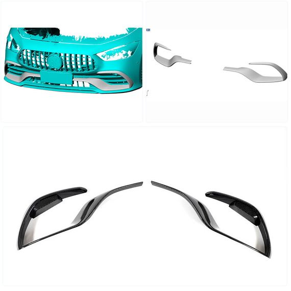 Накладки на передній бампер (для GT43/GT50/GT53 2018-2022, Карбон) для Mercedes AMG GT 4 X290 2018- рр | Зображення 1