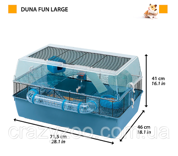 Клітка для хом'яків Ferplast Duna Fun Large з дахом, що відкривається, блакитна 71.5х46х41 см 57919499 | Зображення 1
