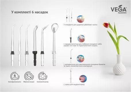 Комплект насадок VEGA VT-40 (6шт) для ирригаторов Vega VT-1000, VT-2000 | Зображення 2