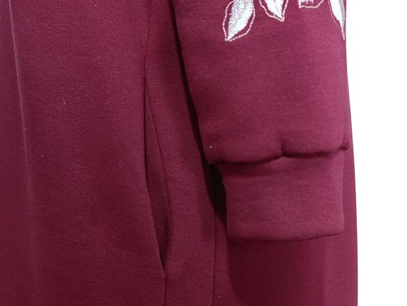 Б/у Жіноча тепла сукня бордо з вишивкою троянд міді plussize 52-60 | Зображення 5
