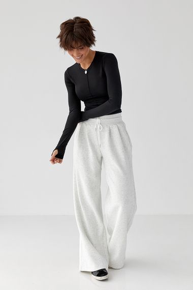 Однотонний лонг із еластичної тканини - чорний цвет, S (є розміри) | Зображення 2