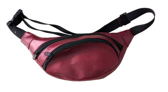 Сумка поясна бананка 4Profi з еко шкіри рожева з двома відділеннями 33217