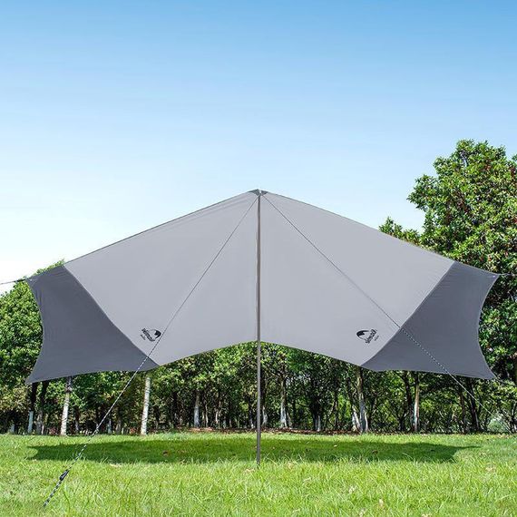 Тент для кемпінгу Naturehike Hexagon NH16T013-S, 150D / Silver Coated, 520*460 см, сіро-блакитний (з двома стійками) | Зображення 4