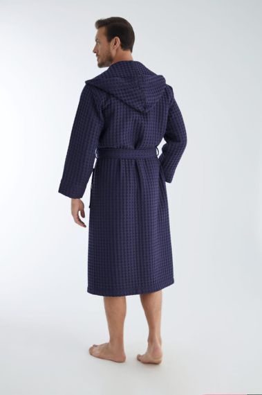 Мужской вафельный халат Nusa 1325 с капюшоном XL синий | Зображення 4