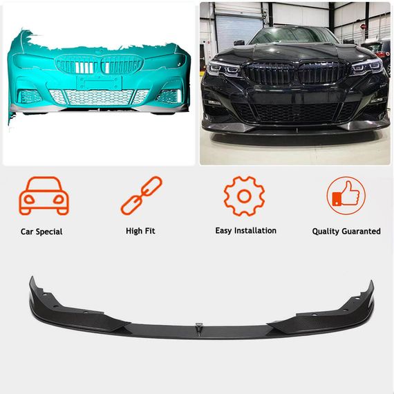 Накладка на передній бампер Lip AC-Style (для M-Sport 2018-2022, Карбон) для BMW 3 серія G20/21 2018- рр | Зображення 5
