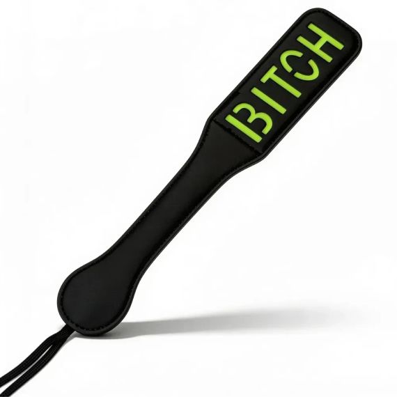 Паддл DS Fetish з люмінісцентним надписом "Bitch", чорний Sex Aura | Зображення 1