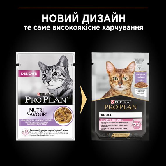 Вологий корм Purina Pro Plan Delicate для котів з індичкою з чутливим травленням 30шт*85г