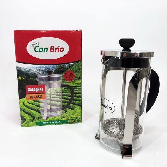 Заварник 350 мл скло + нержавіюча сталь Con Brio CB-5535, Чайник для заварювання трав гарний | Зображення 7