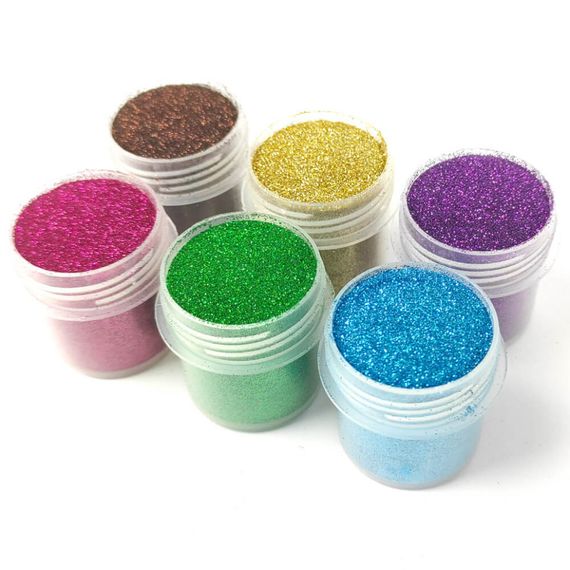 Набір гліттера для біо-тату «№1 Великий» glitter-set-big-6x-2, 6 кольорів по 12 мл | Зображення 2