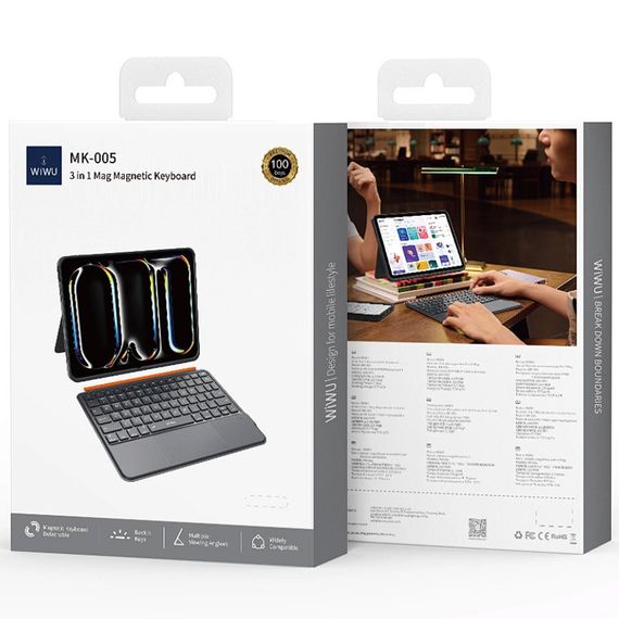 Клавіатура-чохол WIWU MK-005 3 in 1 for iPad 10.2''/10.5'' Bluetooth Grey | Зображення 4