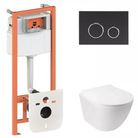 Набір Qtap Nest 4 в 1 підвісний унітаз Jay Ultra Quiet 485x360x320 + комплект інсталяції QT07335177W45136