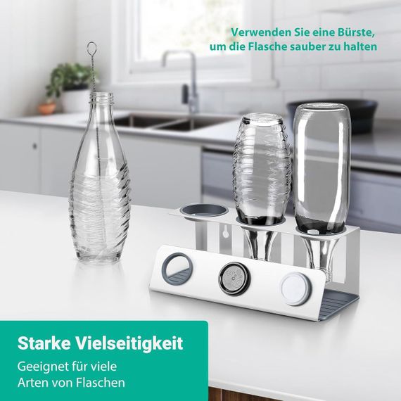 Подставка для сушки бутылок и крышек, держатель со съемным поддоном капель, для газированной воды SodaStream | Зображення 6
