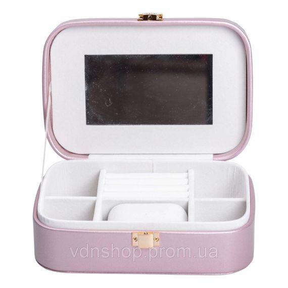 Скринька для прикрас з еко шкіри 20×14×7 см із дзеркалом органайзер для ювелірних виробів HP-5-32P