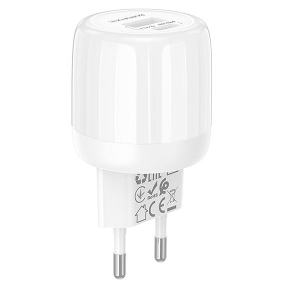МЗП Borofone BA94A Lustrous PD30W+QC3.0 (1USB-A/1C) White | Зображення 1