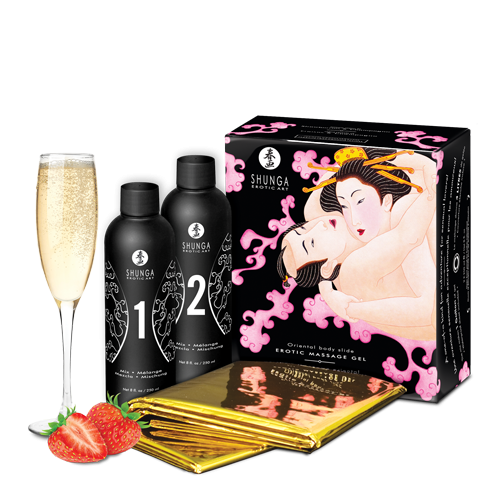Гель для NURU масажу Shunga Oriental Body-to-Body – Sparkling Strawberry Wine плюс простирадло | Зображення 2