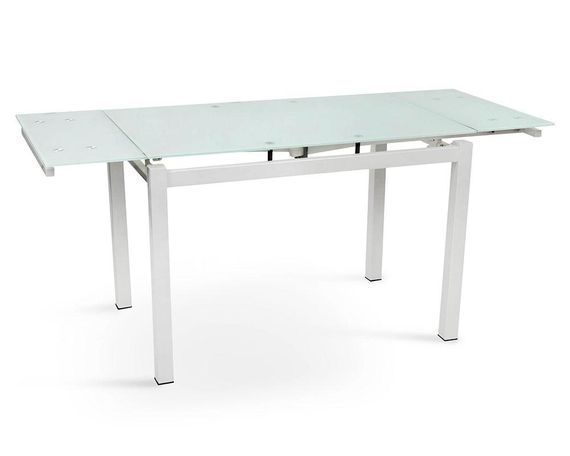 Раскладной стеклянный стол Венди XS-1025 80-130х65 см, белое стекло на белом металлическом каркасе | Зображення 2