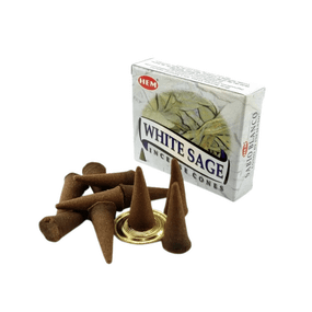 Ароматичні конуси White Sage  Біла Шавлія 10 шт. в уп. + підставка Hem 8901810484764