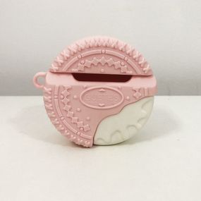 Чехол крутой силиконовый для Apple AirPods печенье. Цвет: розовый OH-84