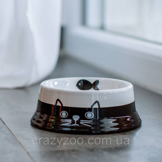 Миска для котів Nobby Cat Face керамічна чорно-біла Ø 14х4.8 см 140 мл 73691 | Зображення 2