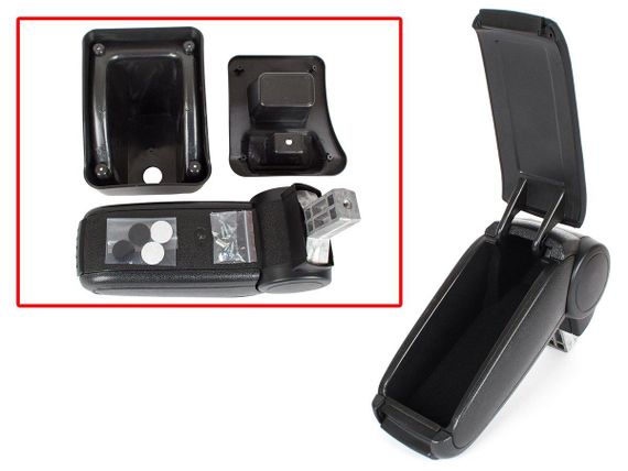 Renault Megane II 2002- підлокітник чорна штучна шкіра + монтажний комплект | Зображення 1