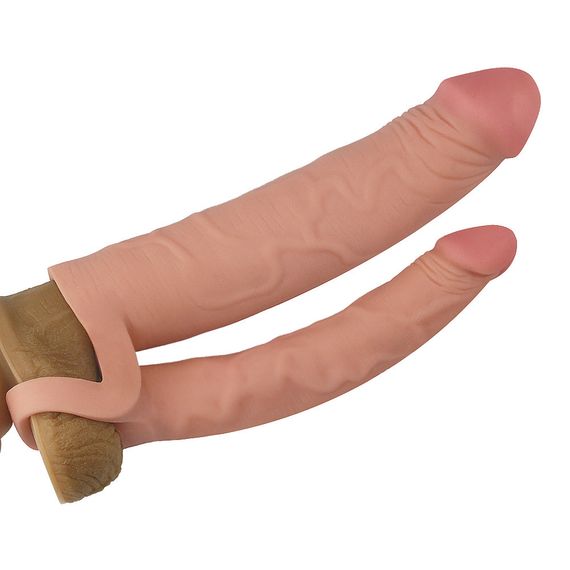 Насадка на член - Pleasure X-Tender Double Penis Sleeve Add 2" Flesh sexstyle | Зображення 3